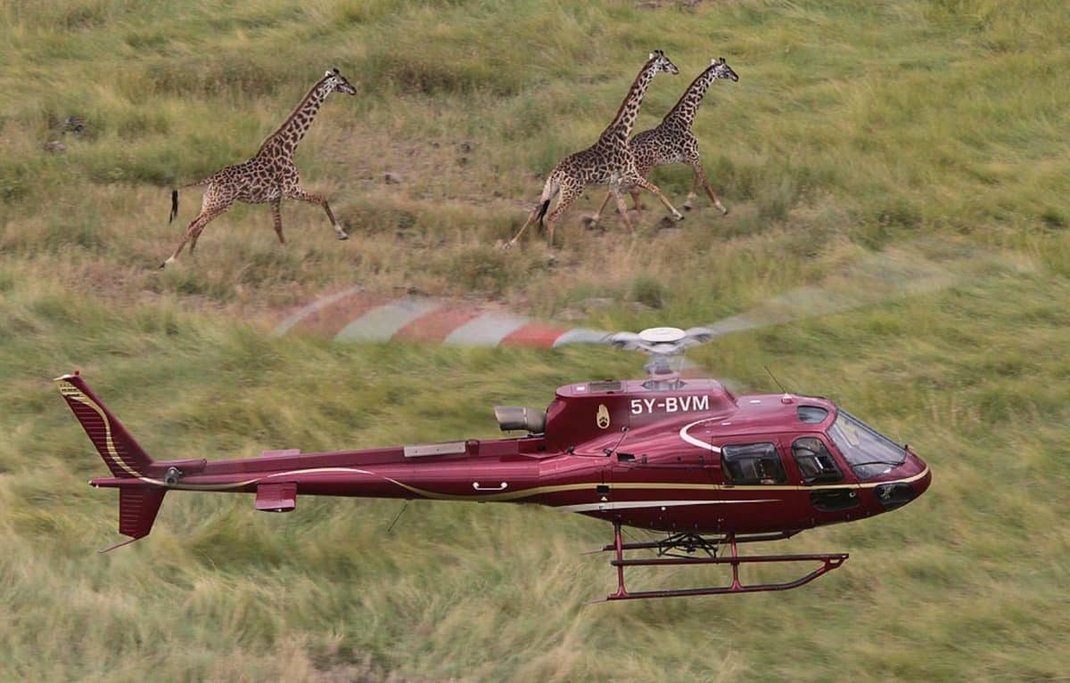 Helicopter over Ngorongoro Crater